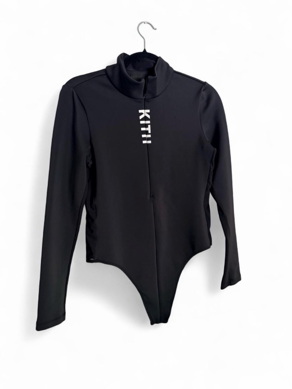 Kith black scuba logo mesh mock neck long sleeve bodysuit L